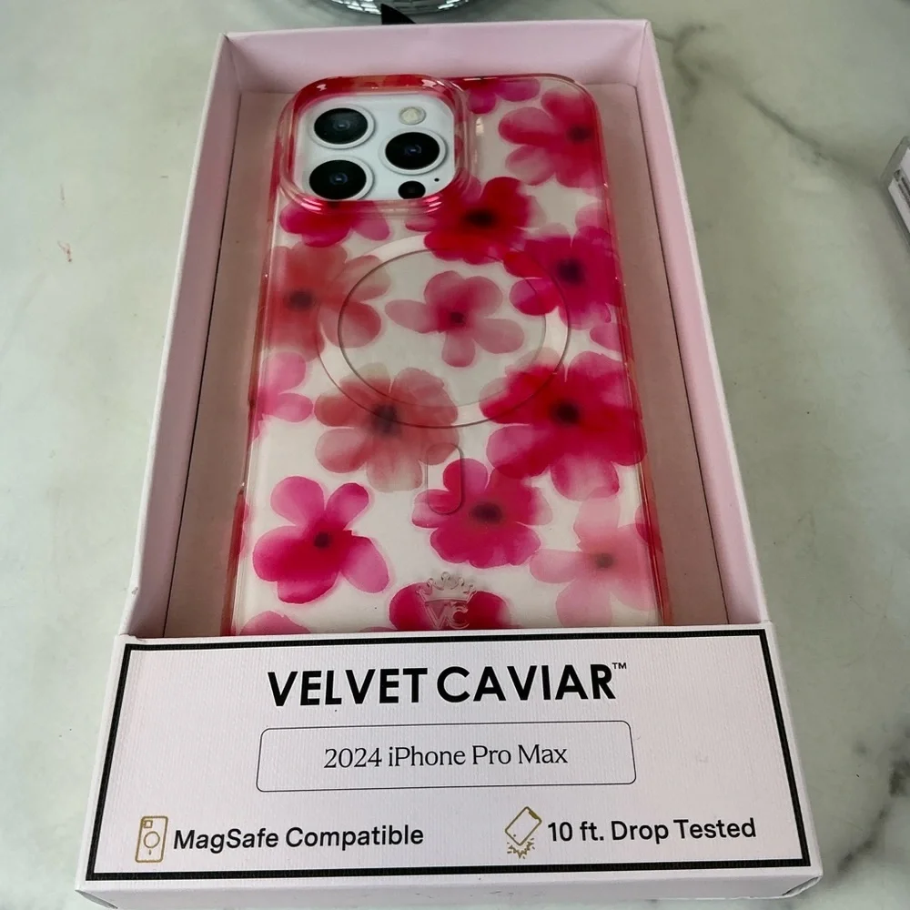 iPhone 16 Pro Max Phone Case Velvet Caviar Pink Blossom floral Case with Grip‎